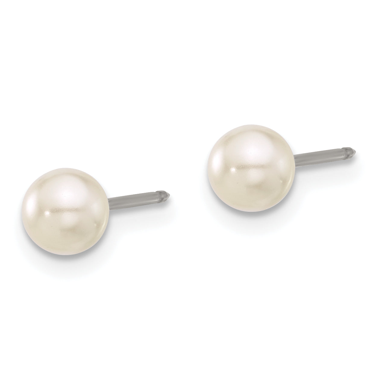 Inverness Titanium 5mm Glass Pearl Post Earrings Secondary image