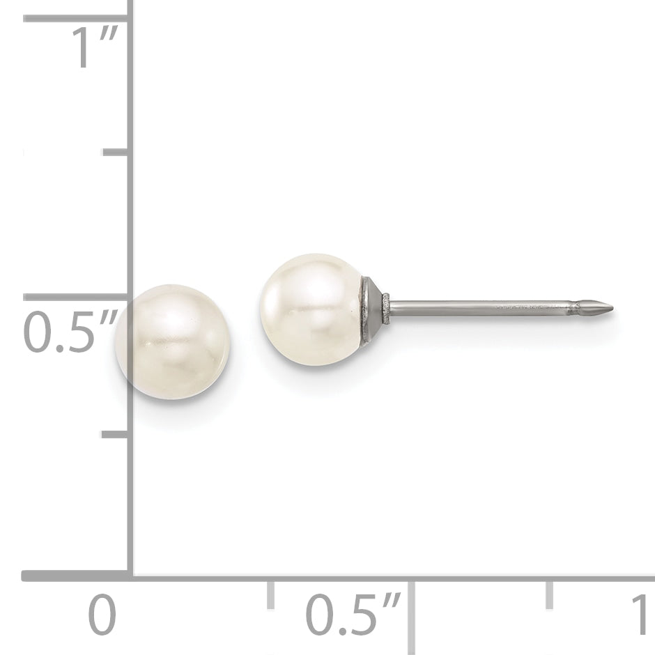Inverness Titanium 5mm Glass Pearl Post Earrings