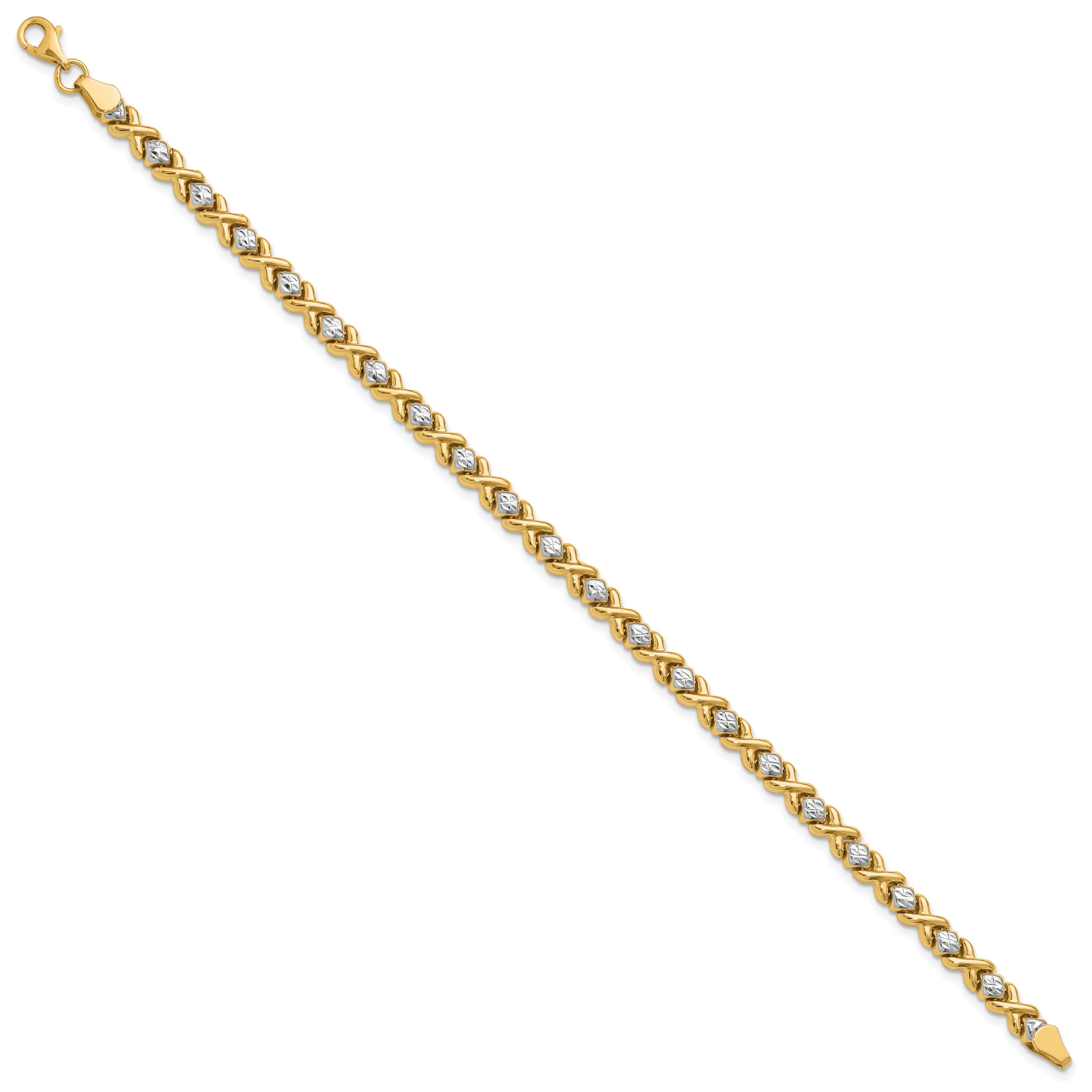 10K with Rhodium Polished and D/C Bracelet