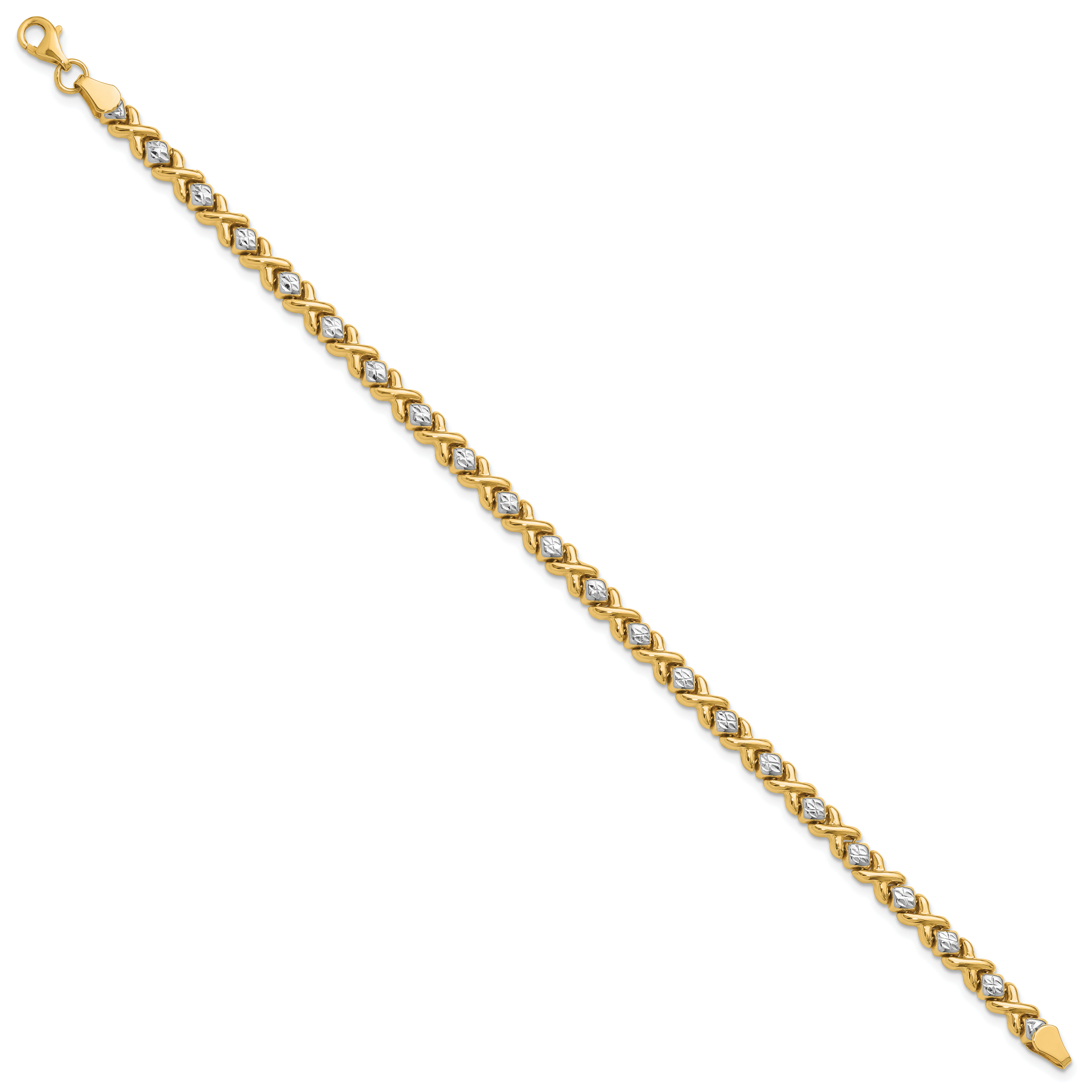 10K with Rhodium Polished and D/C Bracelet Secondary image