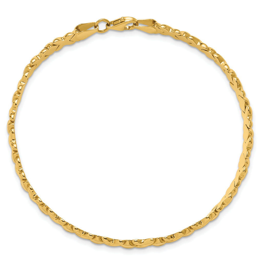 10K with Rhodium Polished and D/C Bracelet