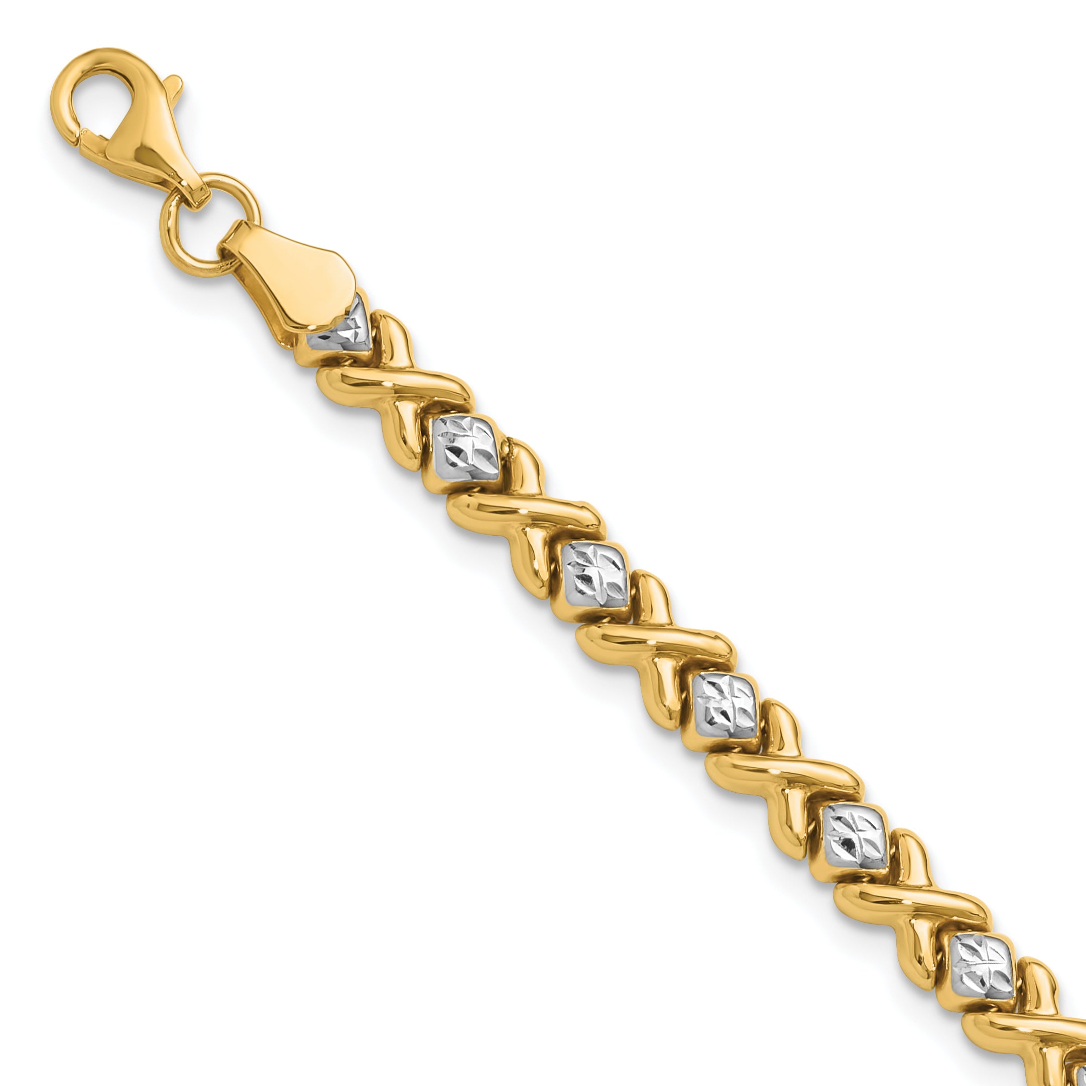 10K with Rhodium Polished and D/C Bracelet Main image