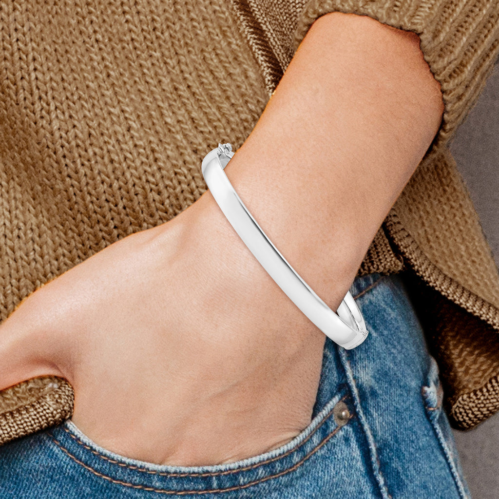 5.9mm 10K White Gold Bangle - Sophia Jewelers