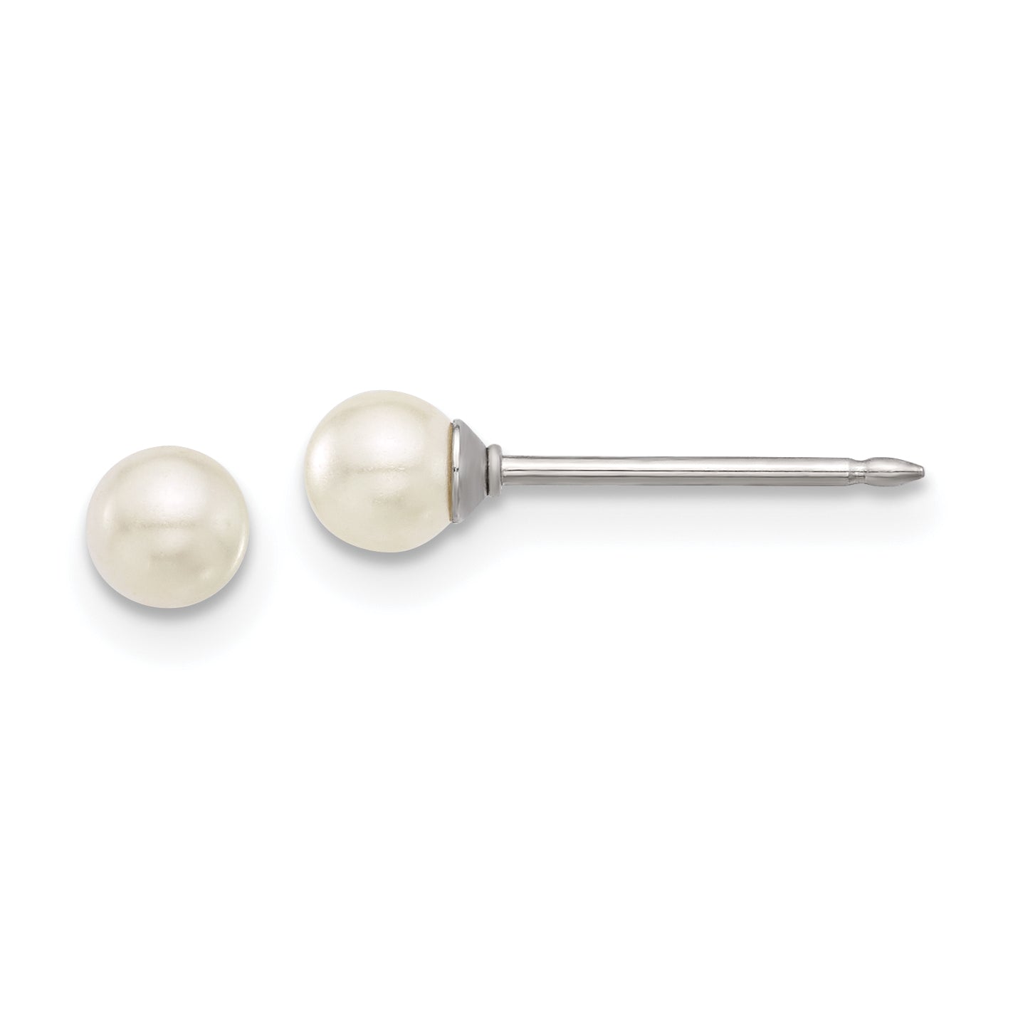 Inverness Stainless Steel 4mm Glass Pearl Post Earrings Main image