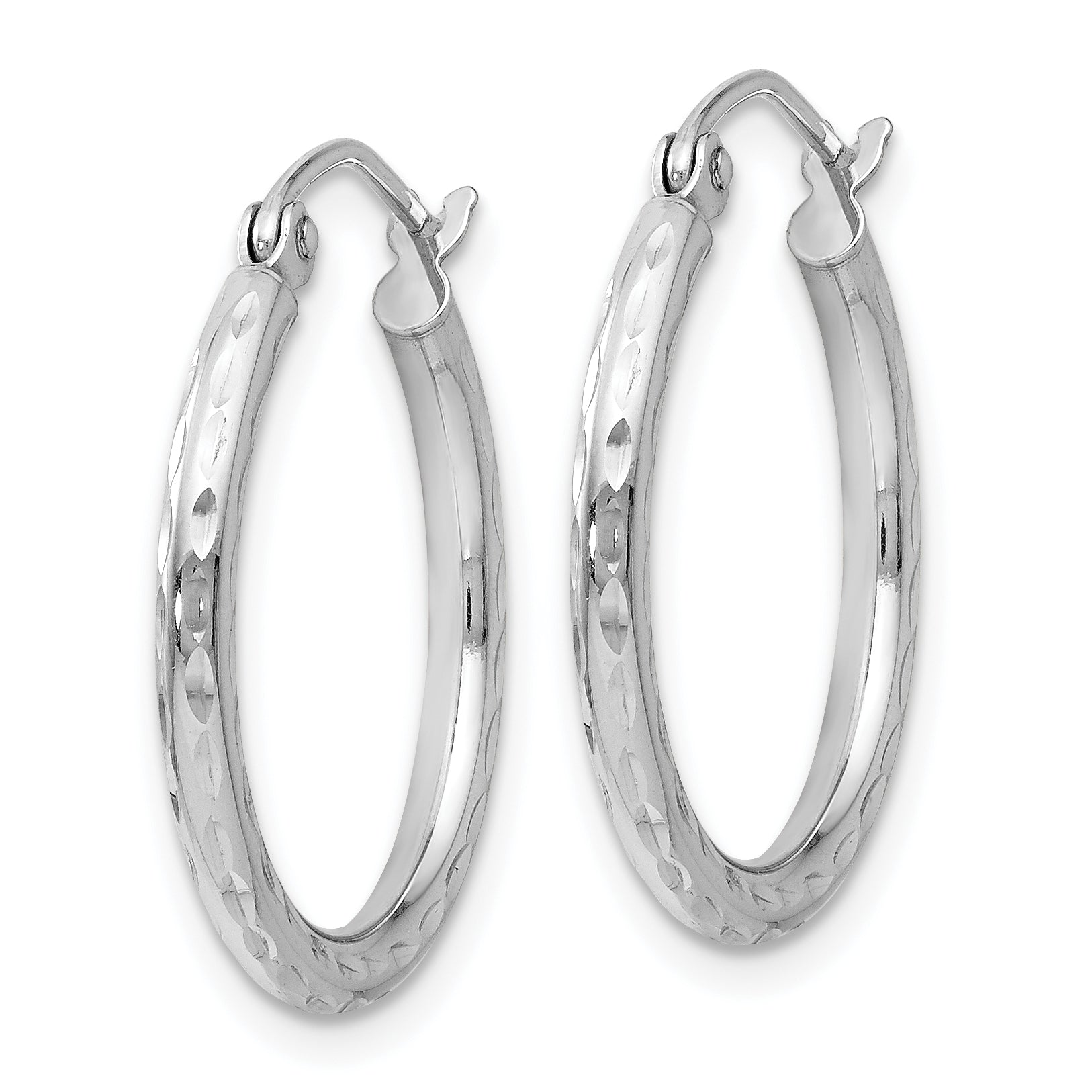 14K White Gold Hinged Hoop Earrings Secondary image