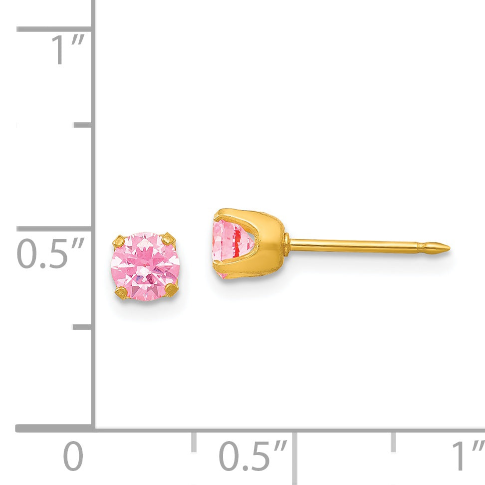 Inverness 14k 5mm Pink CZ Post Earrings