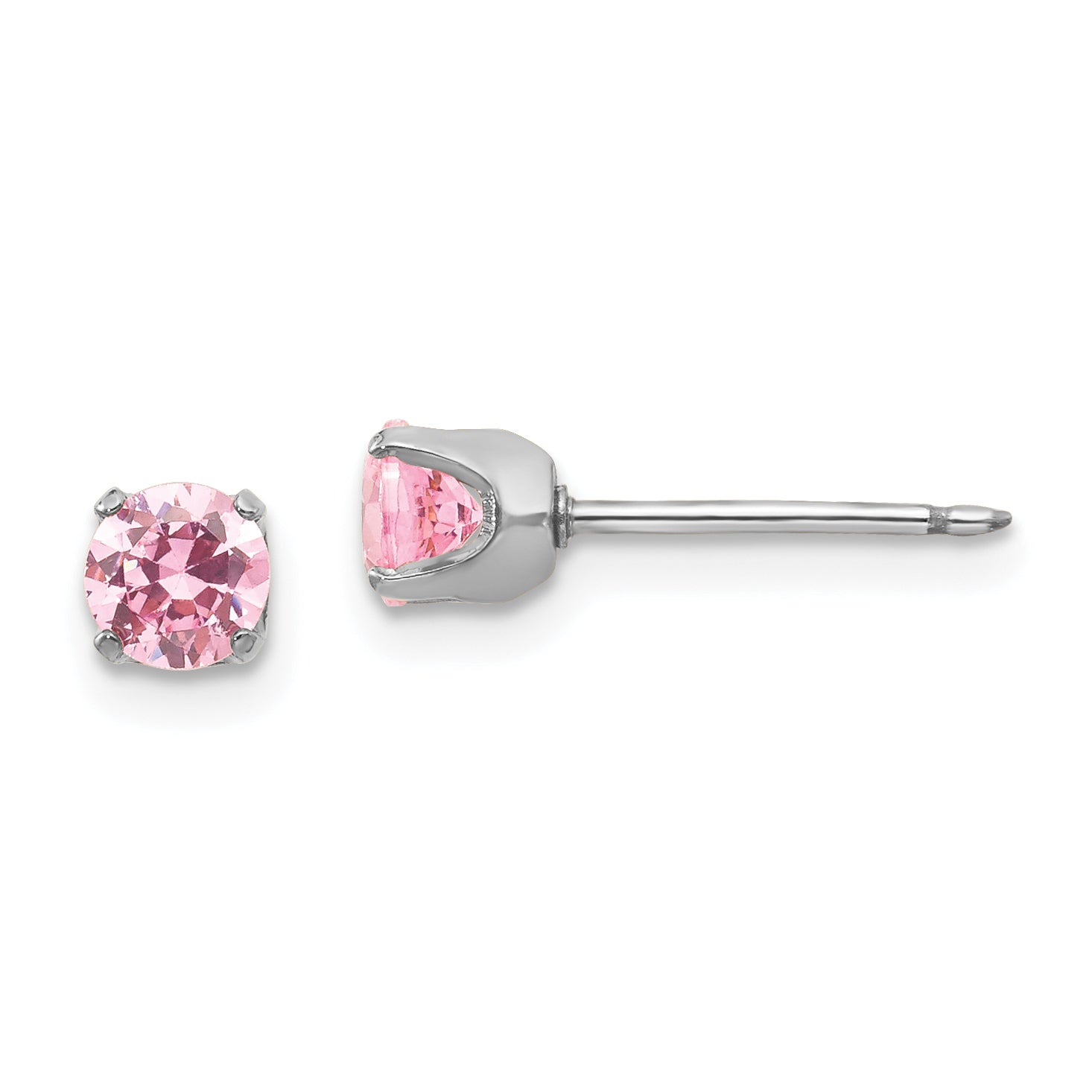 Inverness 14k White Gold 5mm Pink CZ Earrings Main image
