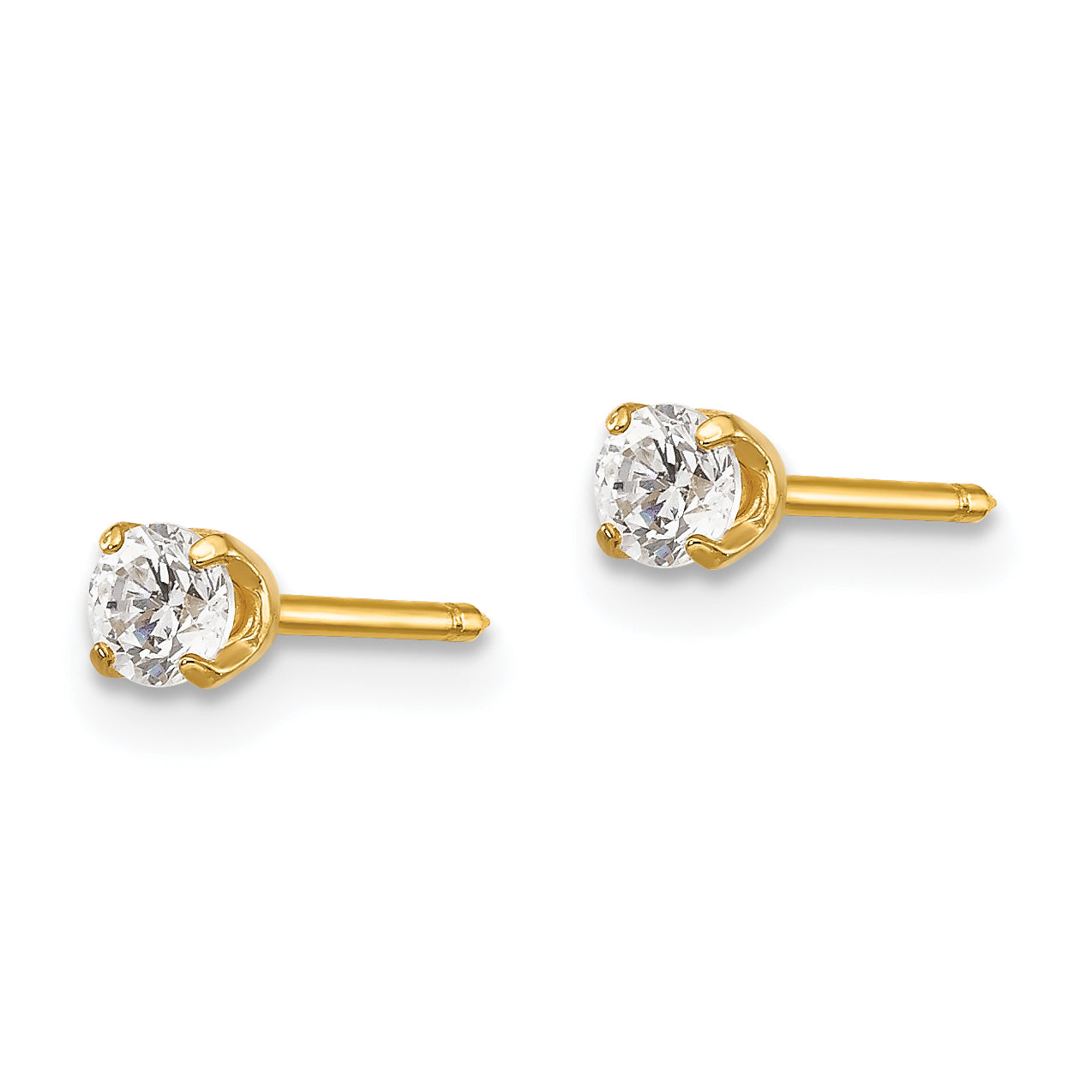 Inverness 14k 3mm CZ Long Post Earrings Secondary image