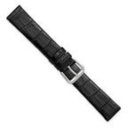 Black Alligator-Grain Leather Watch Band with Silver-Tone Buckle 16mm