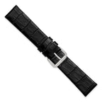 Black Alligator-Grain Leather Watch Band in Silver-Tone Buckle, 12mm - Sophia Jewelers