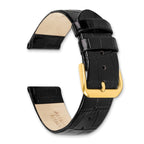 Black Alligator Grain Leather Watch Band in Gold-Tone Buckle - Sophia Jewelers