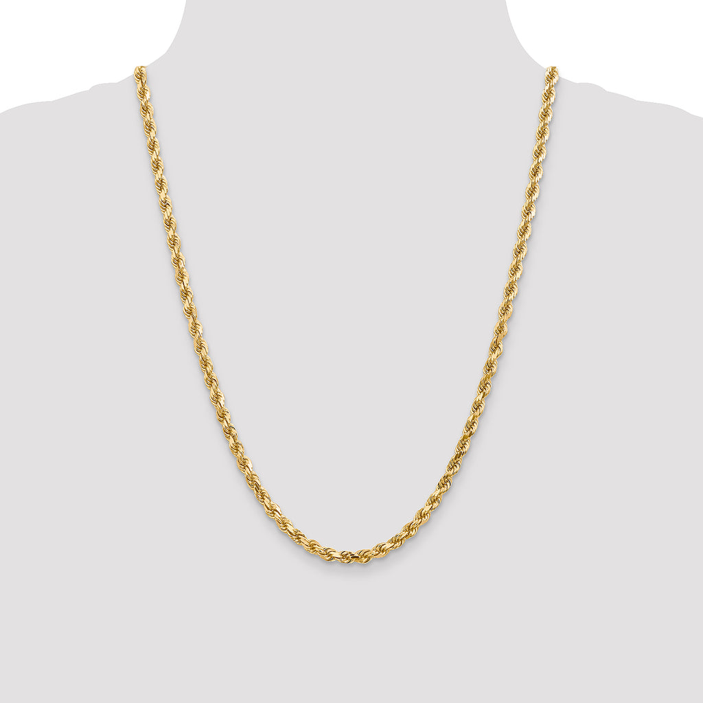 Diamond-Cut Rope Chain Necklace in 14K Yellow Gold, 4.5mm, 20–24 Inch - Sophia Jewelers