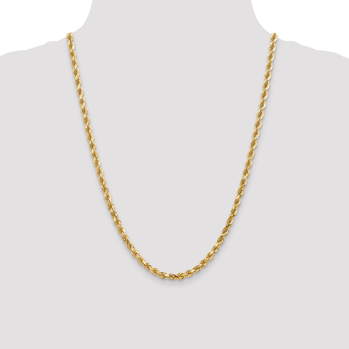 Diamond-Cut Rope Chain Necklace in 14K Yellow Gold, 4.5mm, 20–24 Inch - Sophia Jewelers