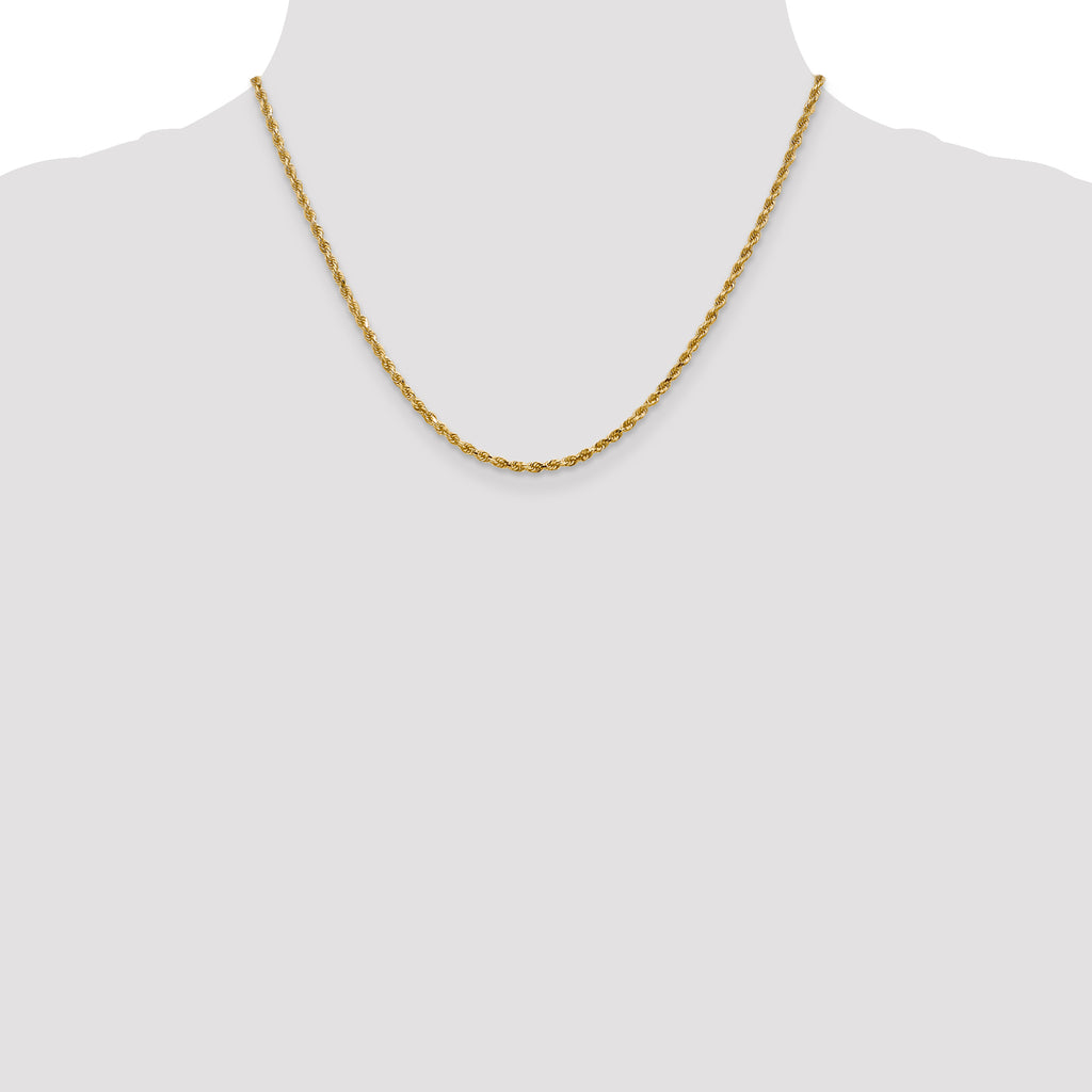 2.5mm 14K Yellow Gold Diamond-Cut Lightweight Rope Chain - Sophia Jewelers
