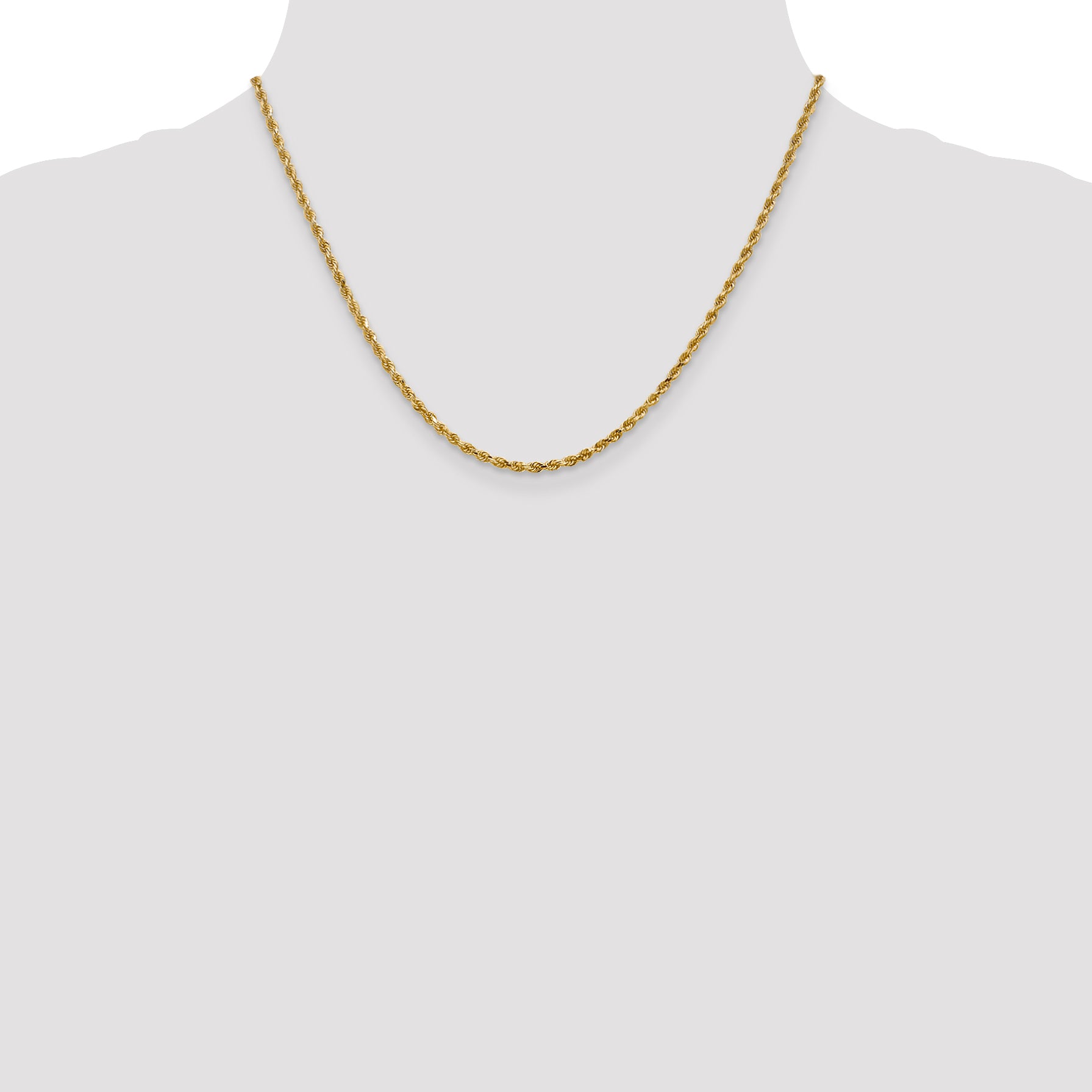 2.5mm 14K Yellow Gold Diamond-Cut Lightweight Rope Chain - Sophia Jewelers