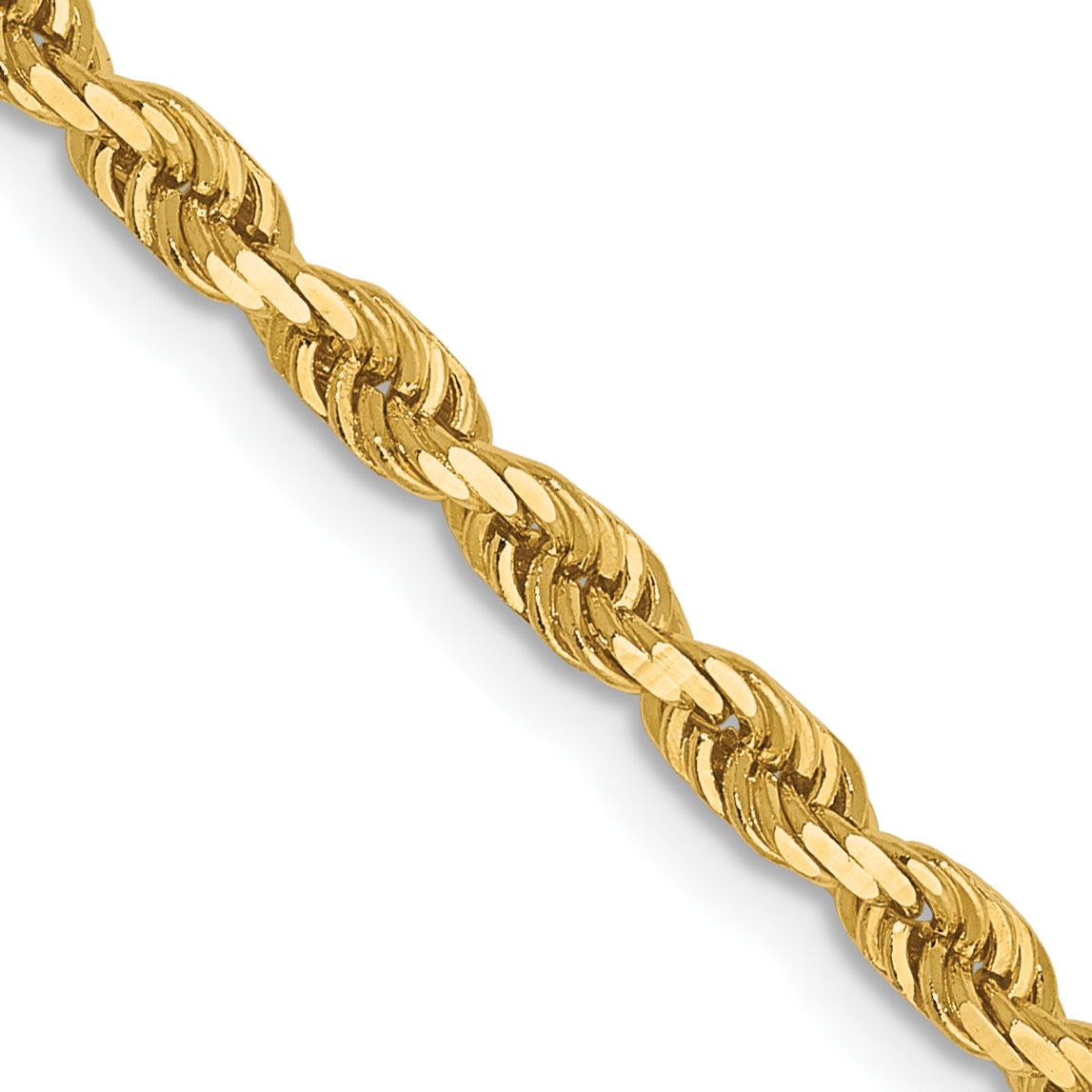 2.75mm 14K Yellow Gold Diamond-Cut Lightweight Rope Chain - Sophia Jewelers Main image