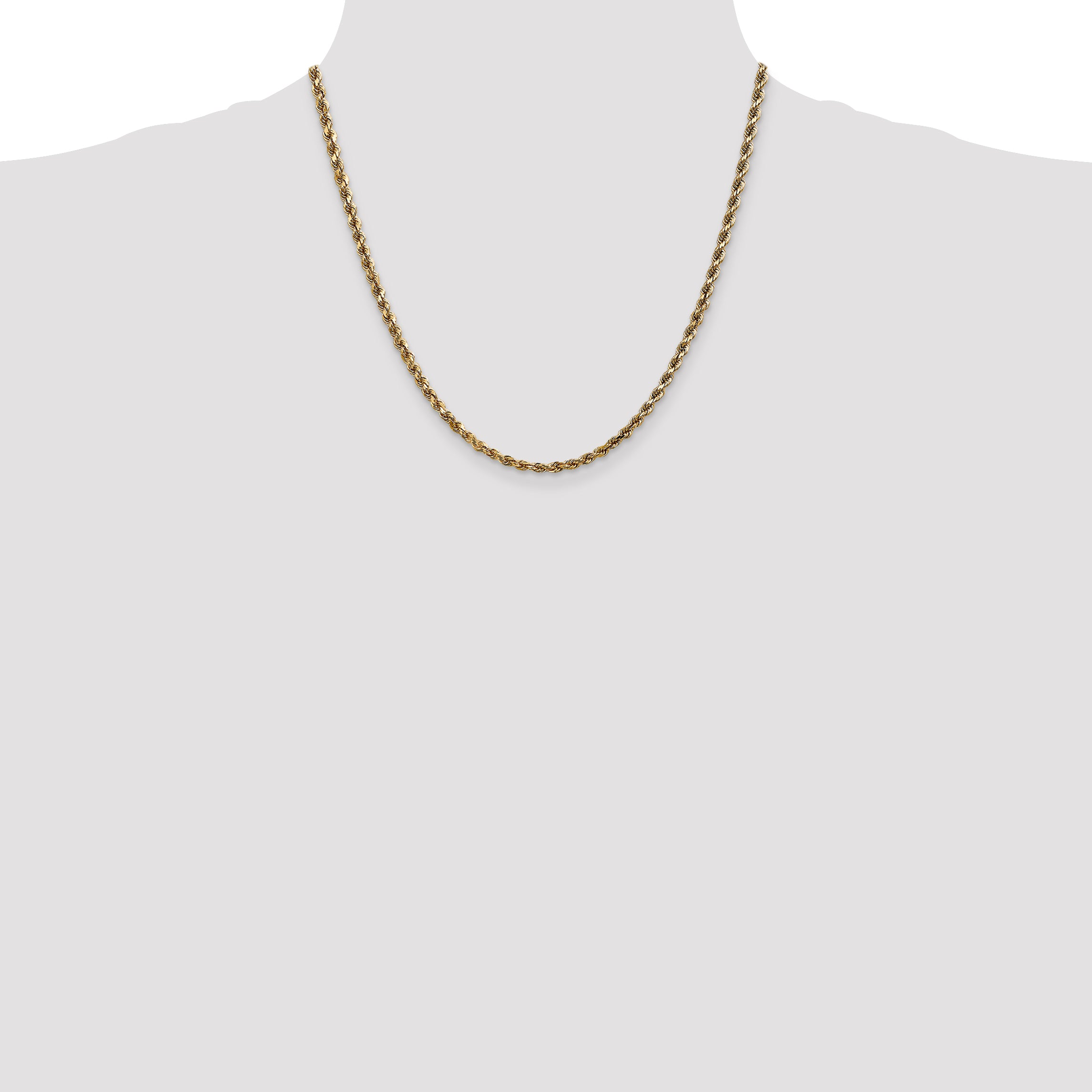 3.5mm 14K Yellow Gold Diamond-Cut Lightweight Rope Chain - Sophia Jewelers
