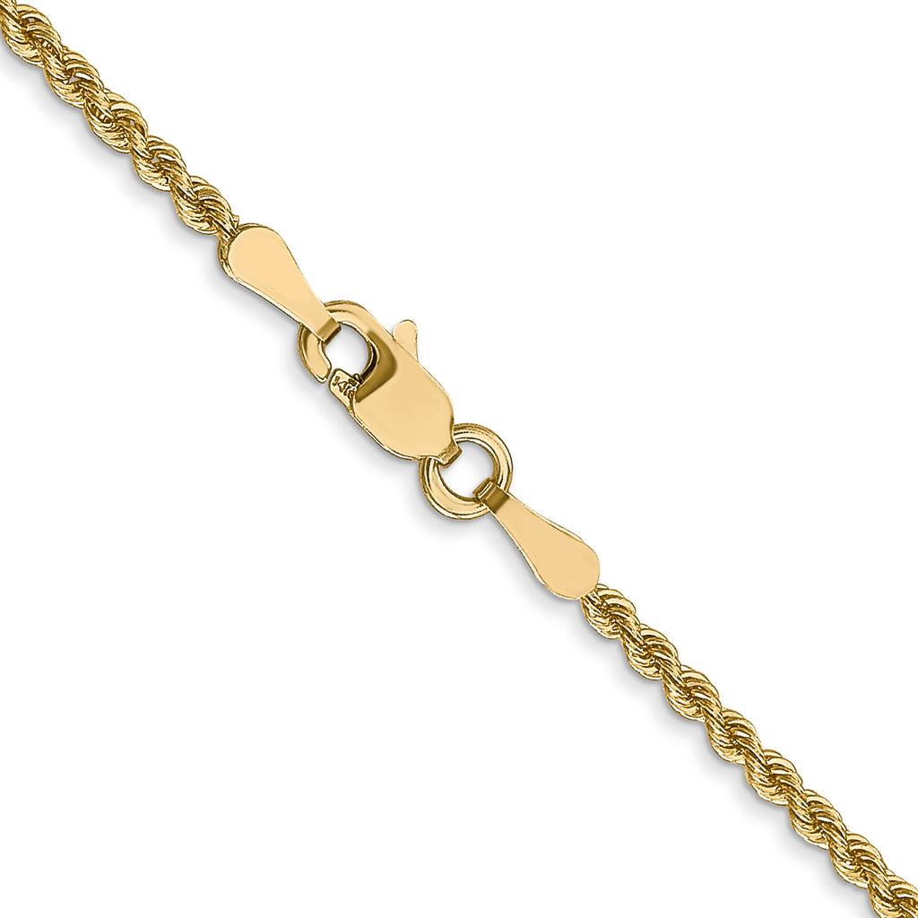 2.0mm 14K Yellow Gold Solid Rope Chain - Sophia Jewelers
