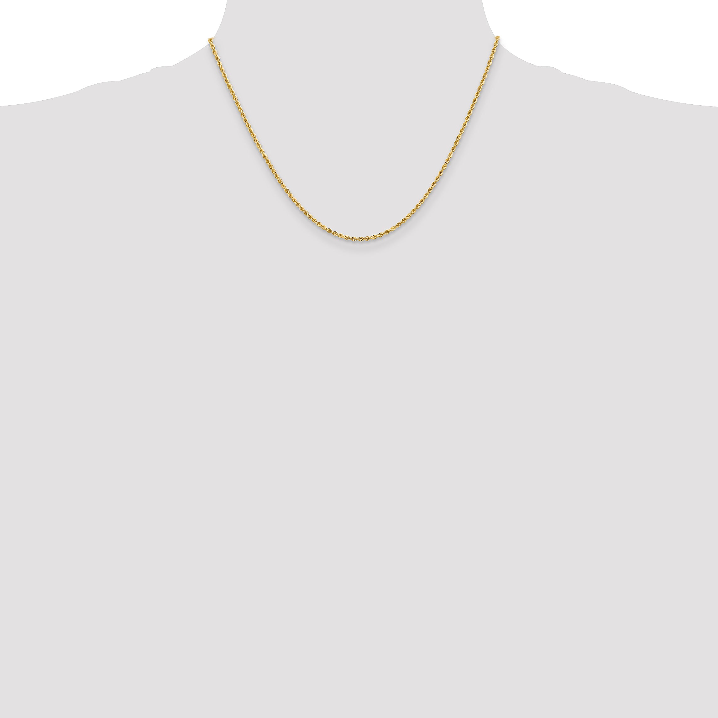 2.0mm 14K Yellow Gold Solid Rope Chain - Sophia Jewelers