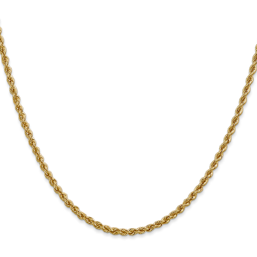 2.5mm 14K Yellow Gold Solid Rope Chain - Sophia Jewelers