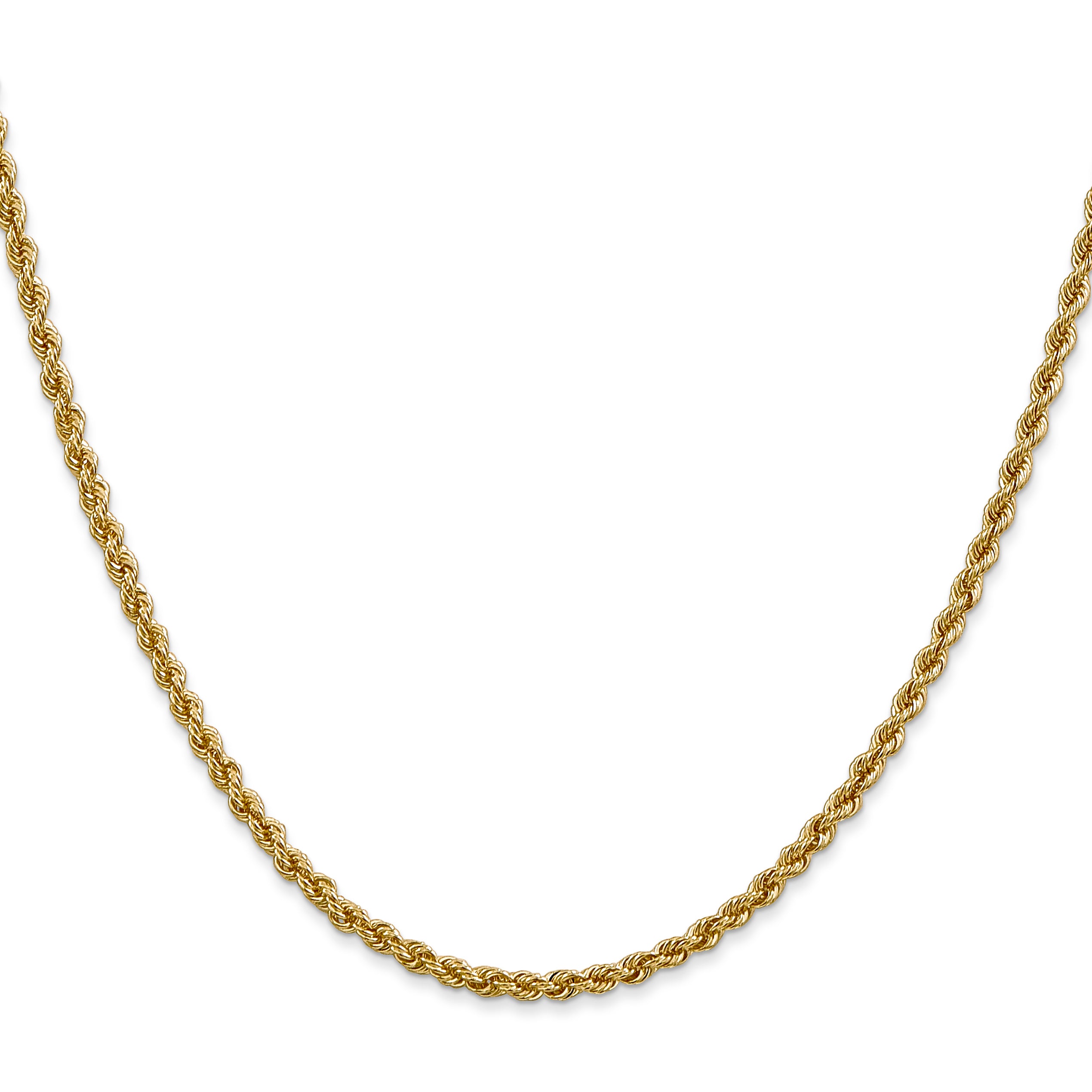 2.5mm 14K Yellow Gold Solid Rope Chain - Sophia Jewelers