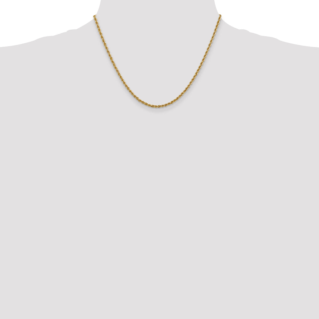 2.5mm 14K Yellow Gold Solid Rope Chain - Sophia Jewelers
