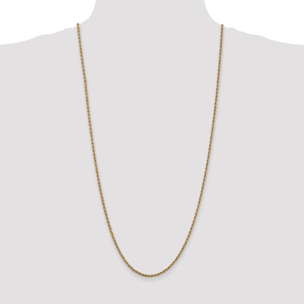 Rope Chain in 14K Yellow Gold, Bracelet to Necklace Lengths, 2.5mm - Sophia Jewelers