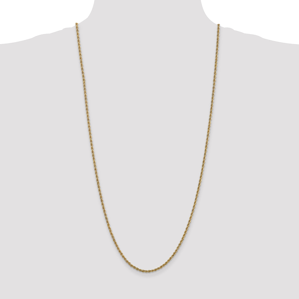 Rope Chain in 14K Yellow Gold, Bracelet to Necklace Lengths, 2.5mm - Sophia Jewelers