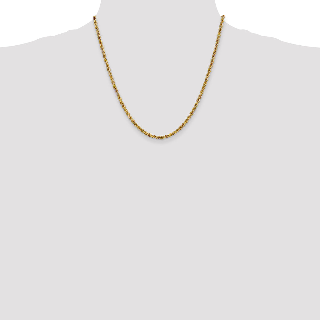 3.0mm 14K Yellow Gold Solid Rope Chain - Sophia Jewelers