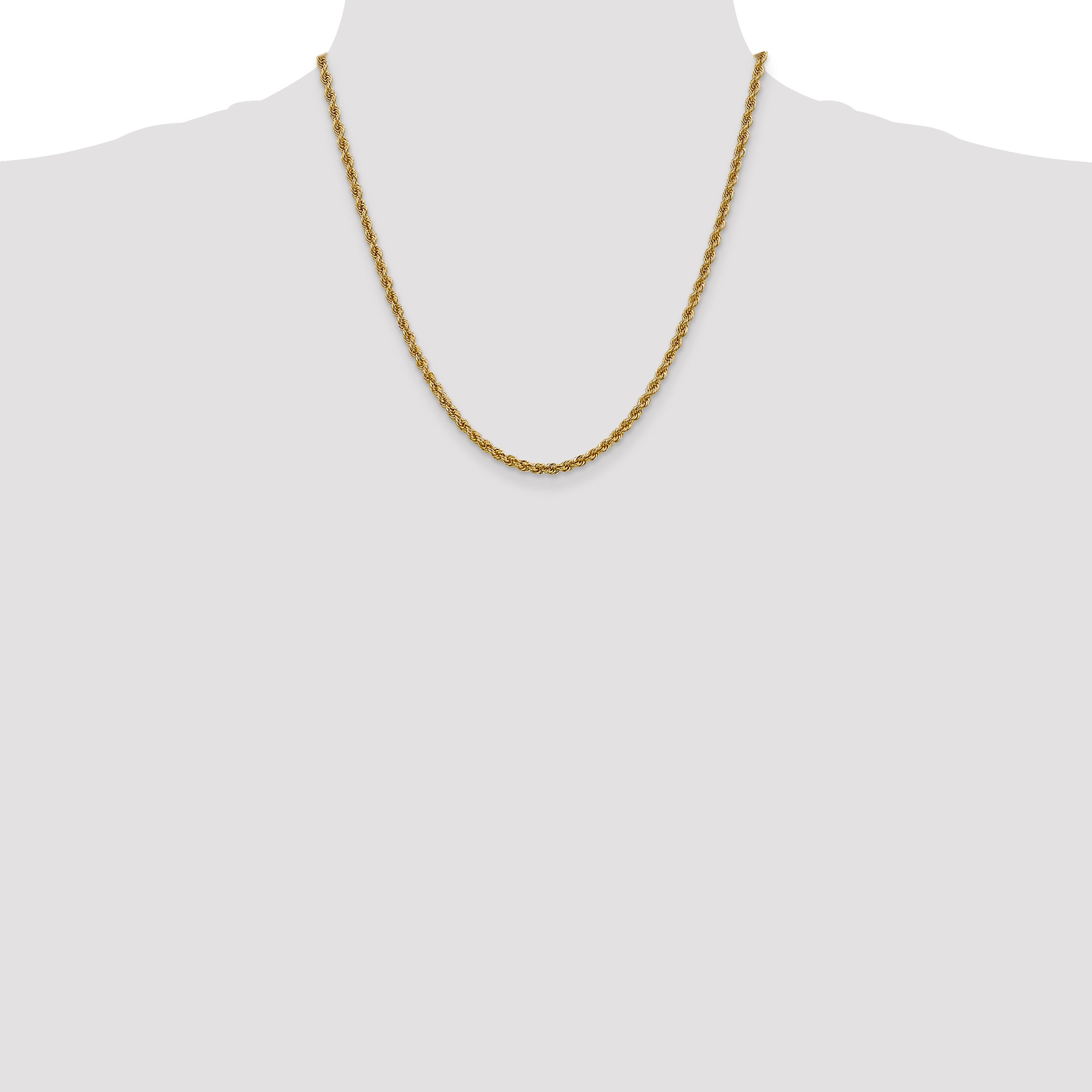 3.0mm 14K Yellow Gold Solid Rope Chain - Sophia Jewelers