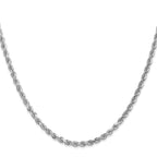 14K White Gold 3mm Diamond- cut Rope Chain