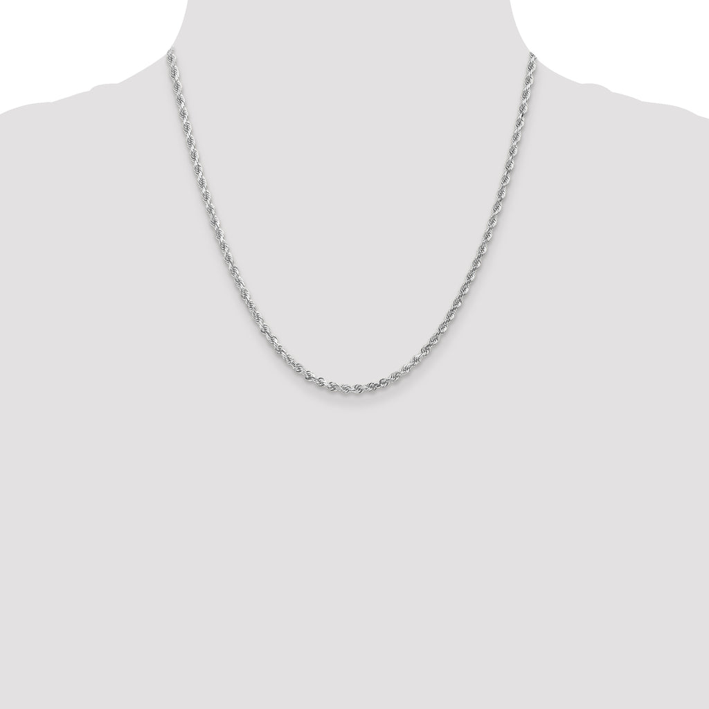 3.0mm 14K White Gold Diamond-Cut Rope Chain - Sophia Jewelers