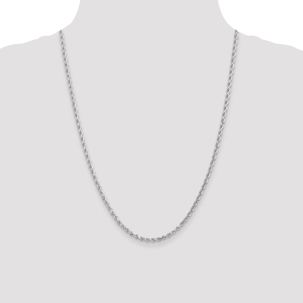 14K White Gold 3mm Diamond- cut Rope Chain