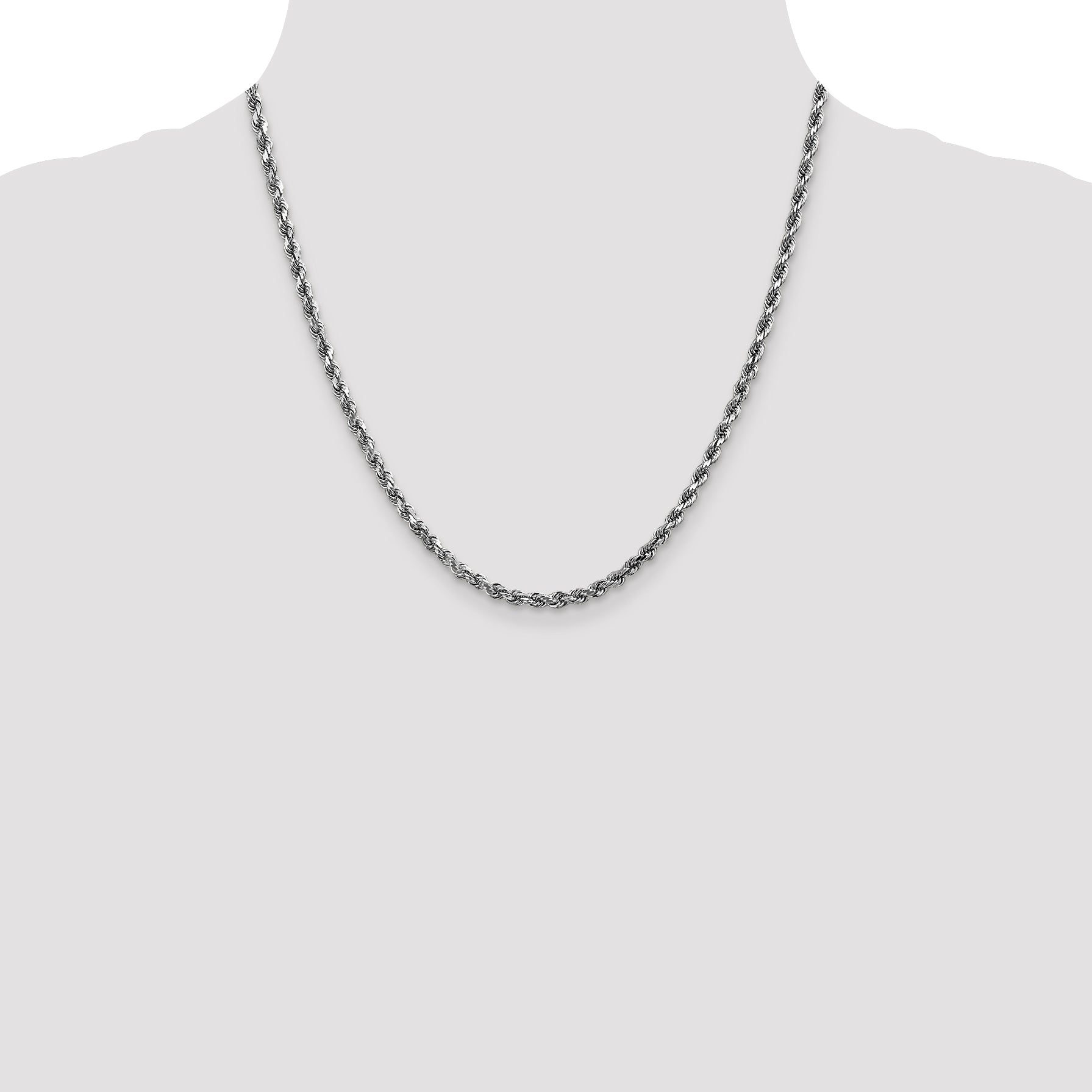 4.0mm 14K White Gold Diamond-Cut Rope Chain - Sophia Jewelers