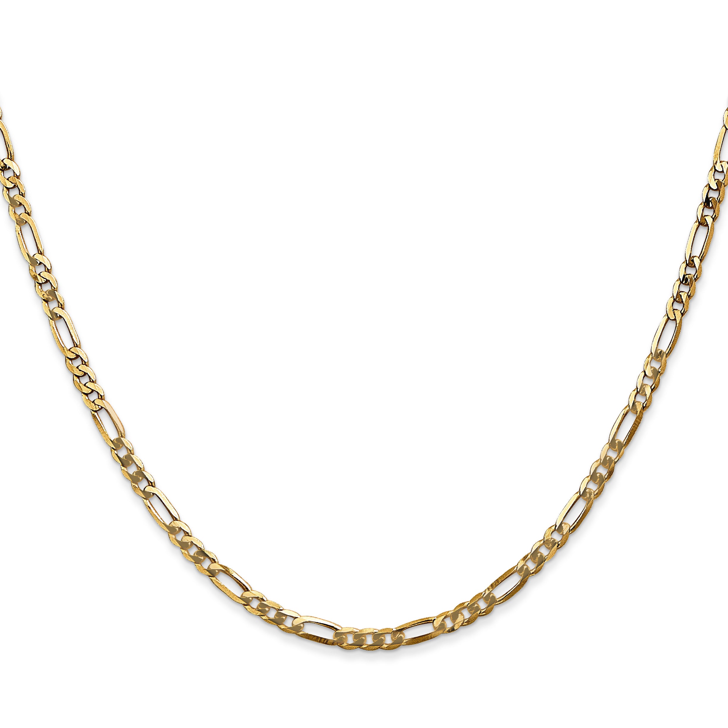 14K Yellow Gold Solid Figaro Chain Necklace 2.75mm