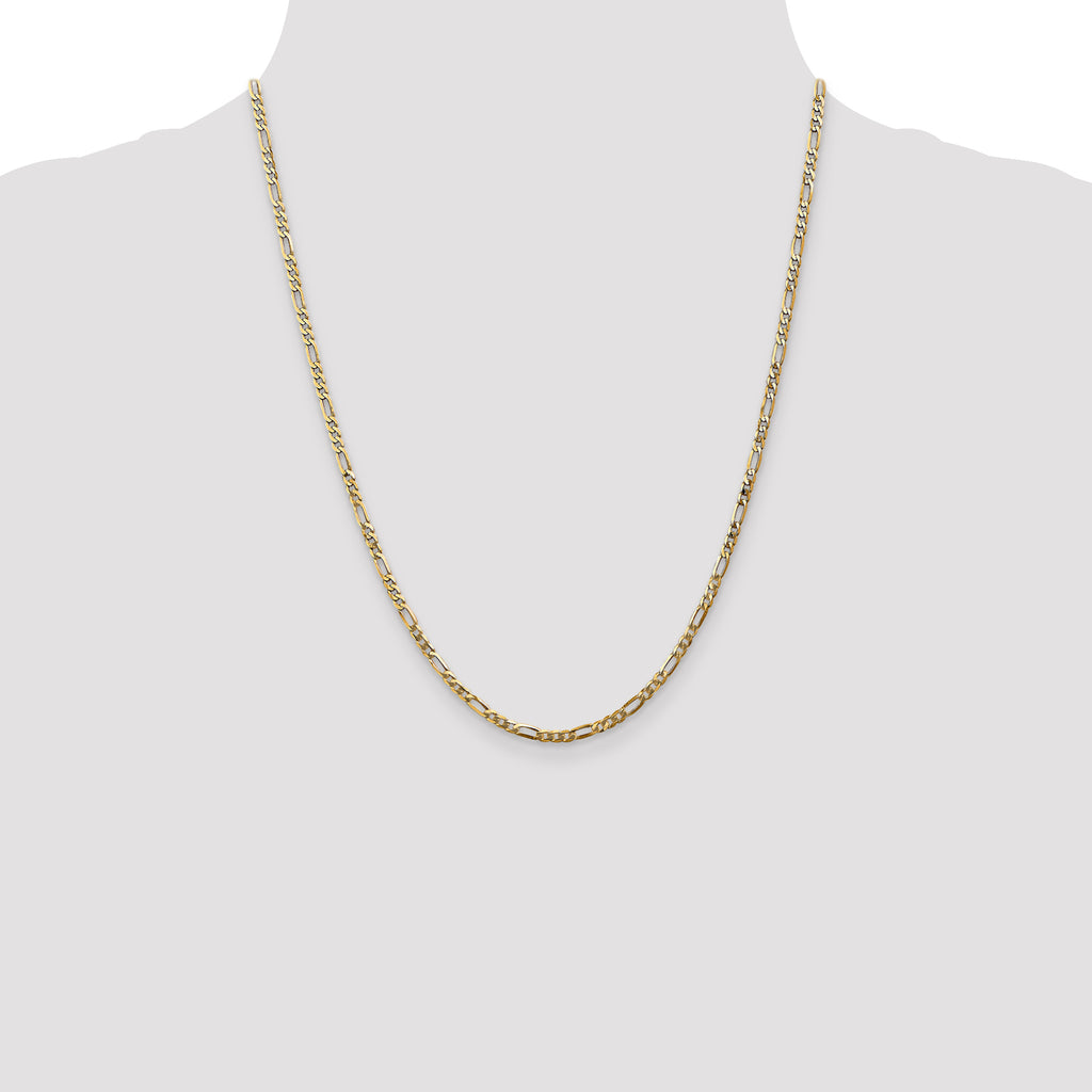 14K 2.75mm Flat Figaro Chain