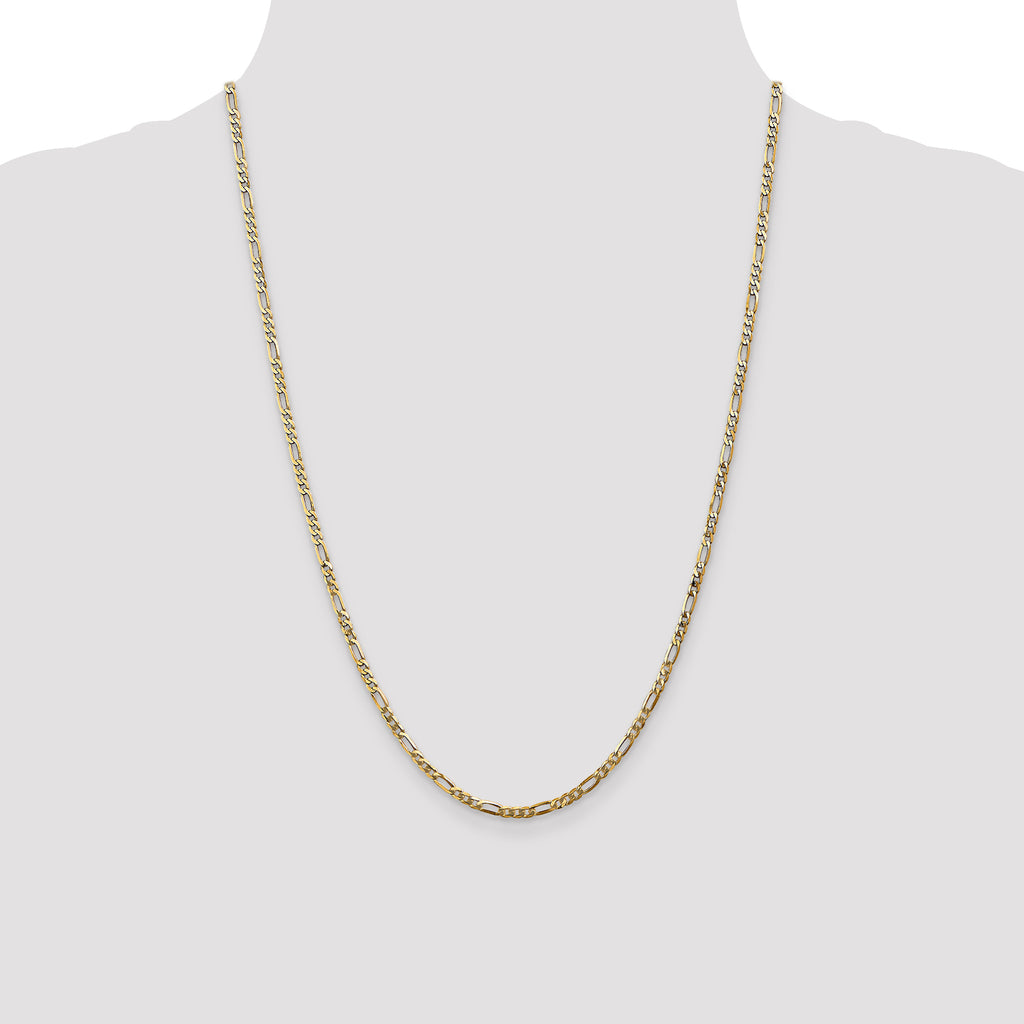 14K Yellow Gold Solid Figaro Chain Necklace 2.75mm