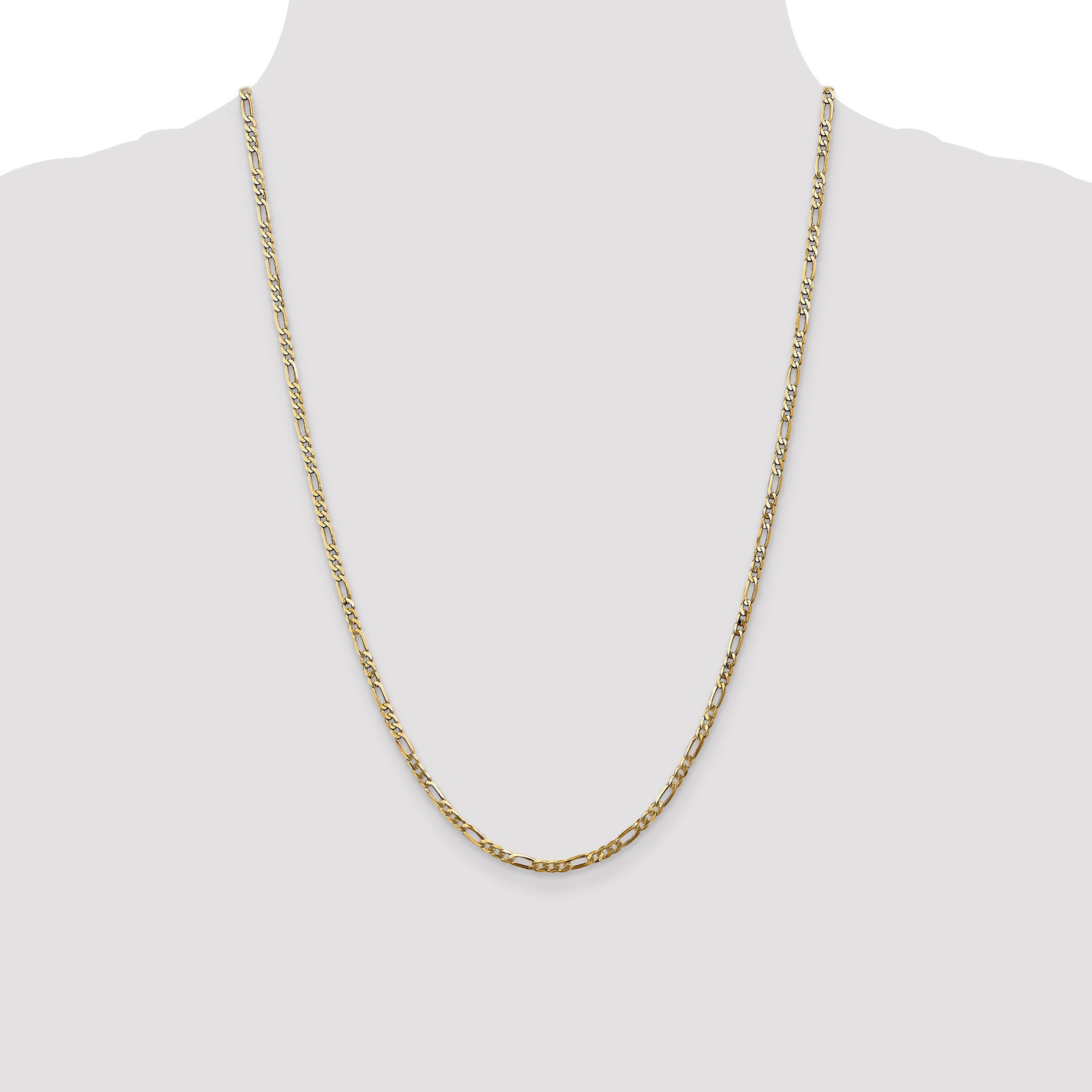 14K Yellow Gold Solid Figaro Chain Necklace 2.75mm
