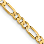 14K Yellow Gold Solid Figaro Chain Necklace 2.75mm