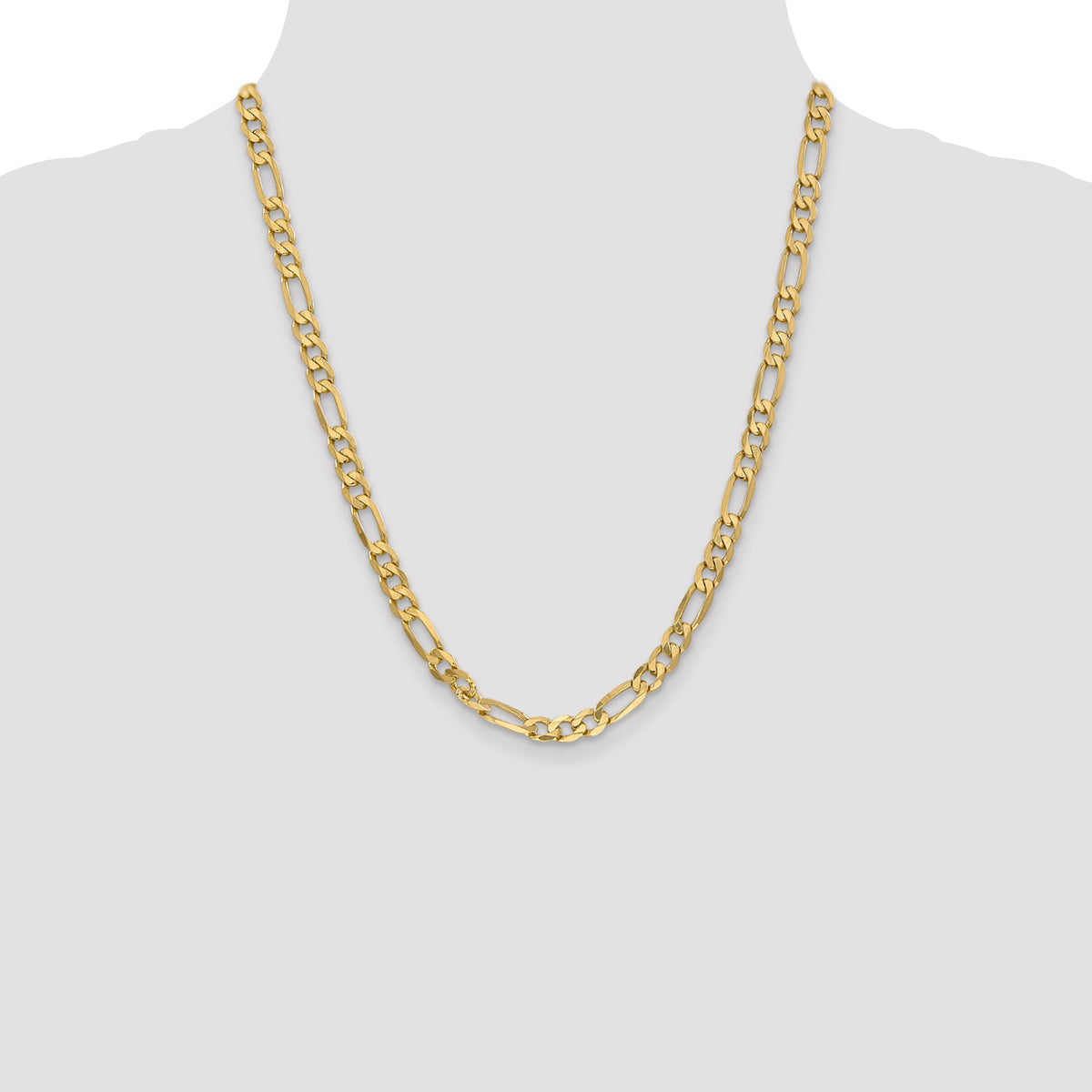 Flat Figaro Chain in 14K Yellow Gold, Bracelet to Necklace Lengths, 6mm - Sophia Jewelers
