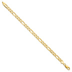 Flat Figaro Chain in 14K Yellow Gold, Bracelet to Necklace Lengths, 6mm - Sophia Jewelers