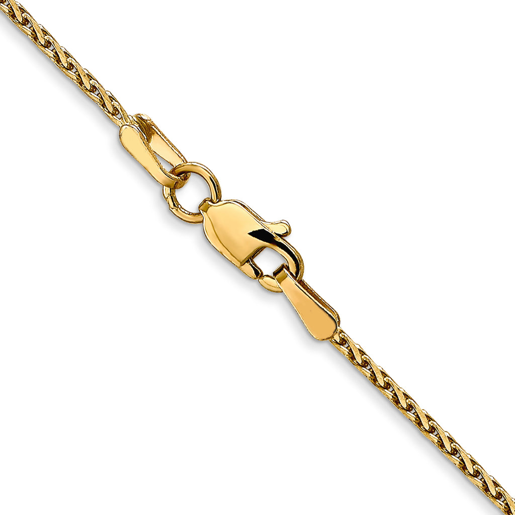 14K Yellow Gold Solid Diamond-Cut Wheat Chain Necklace 1.3mm