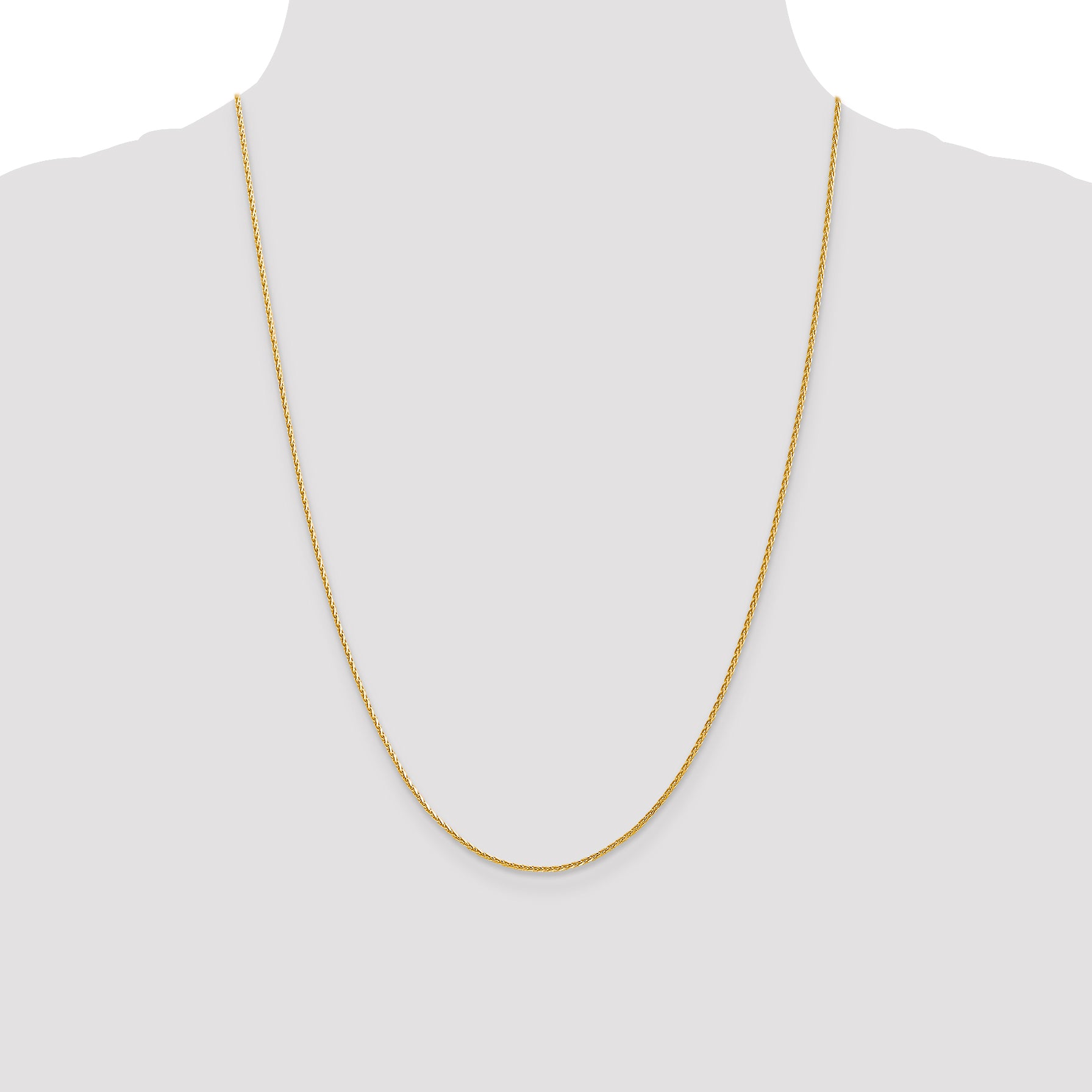 14K Yellow Gold Solid Diamond-Cut Wheat Chain Necklace 1.3mm
