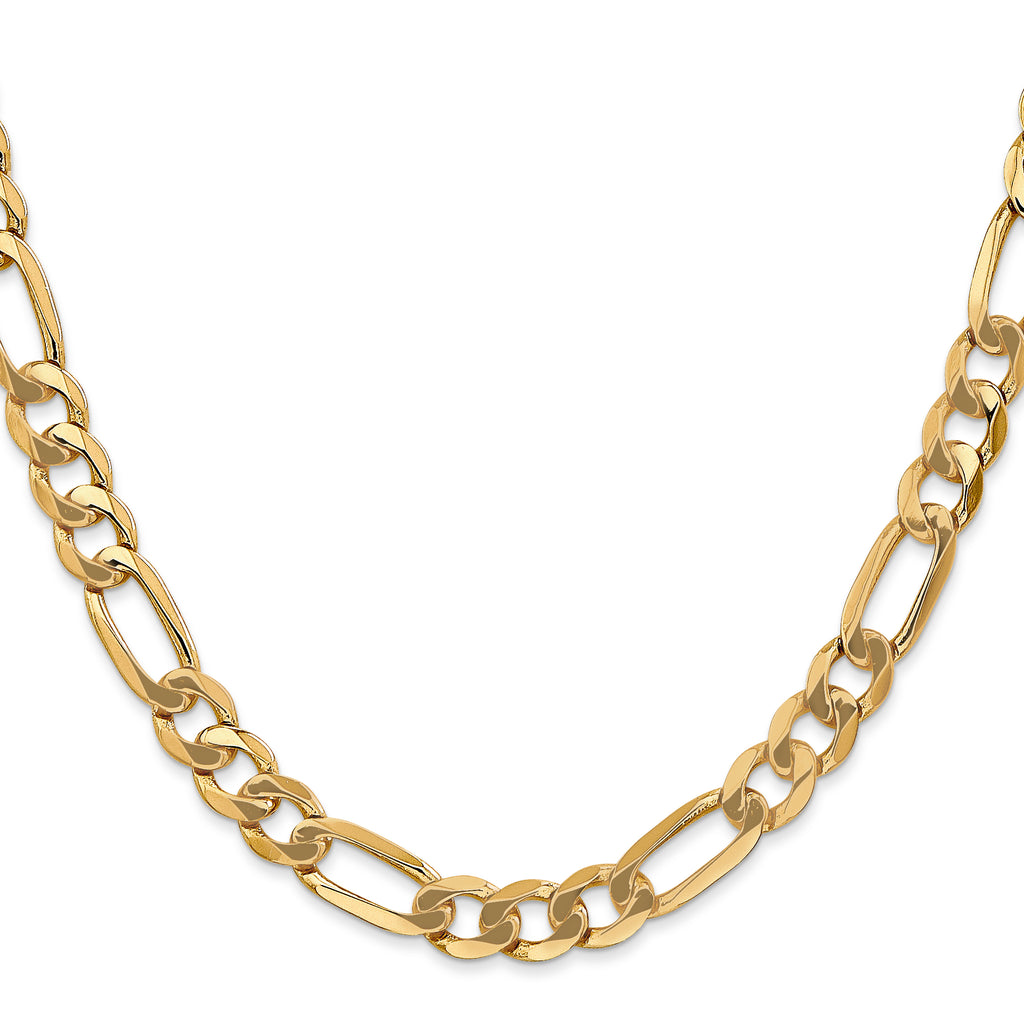 14K Yellow Gold Solid Figaro Chain Necklace 7mm