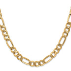 14K Yellow Gold Solid Figaro Chain Necklace 7mm