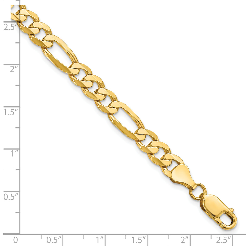 Figaro Chain in 14K Yellow Gold, Bracelet to Necklace Lengths, 7mm - Sophia Jewelers