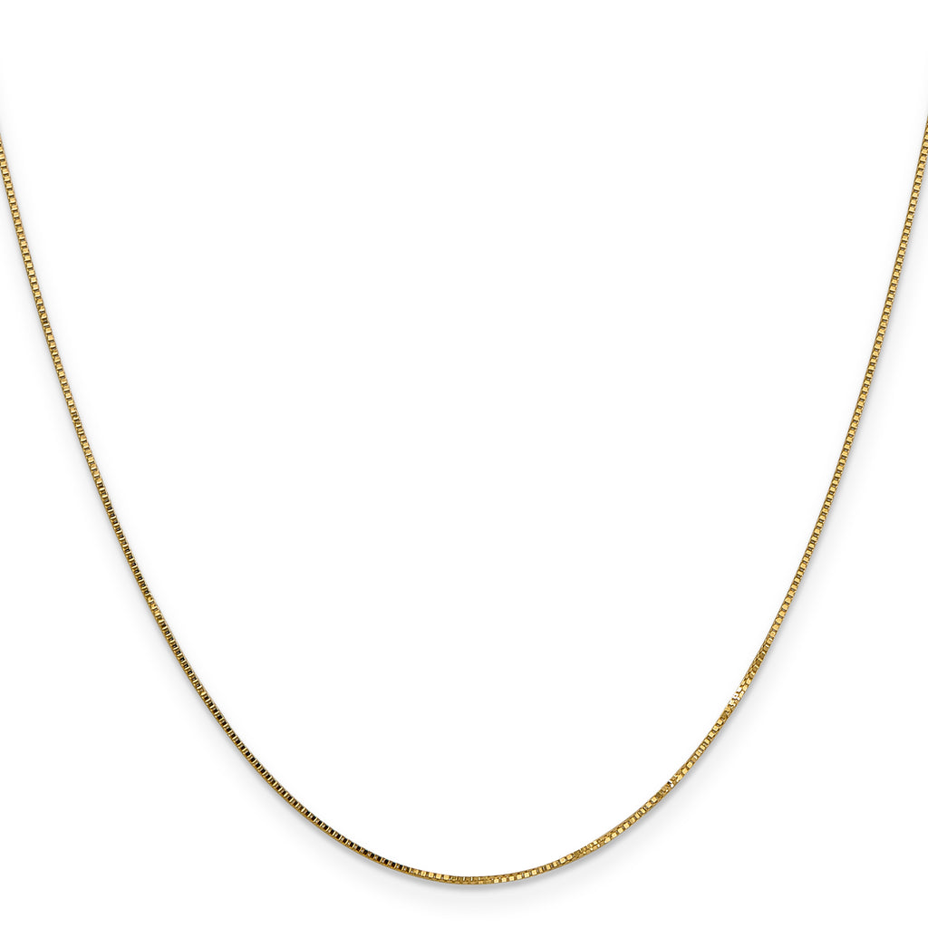 14K Yellow Gold Solid Box Chain Necklace 0.8mm
