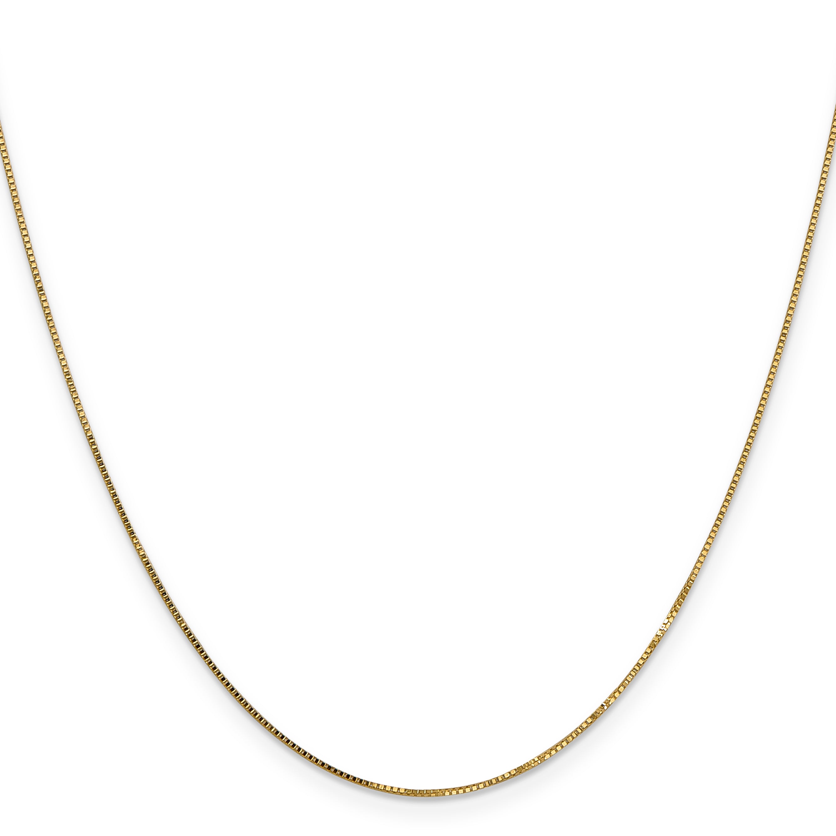 14K Yellow Gold Solid Box Chain Necklace 0.8mm