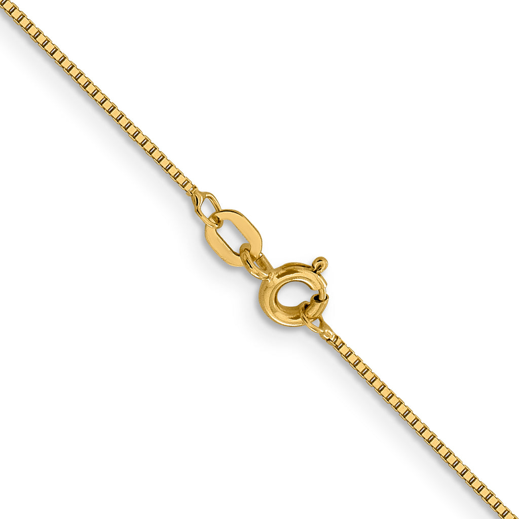 14K Yellow Gold Solid Box Chain Necklace 0.8mm