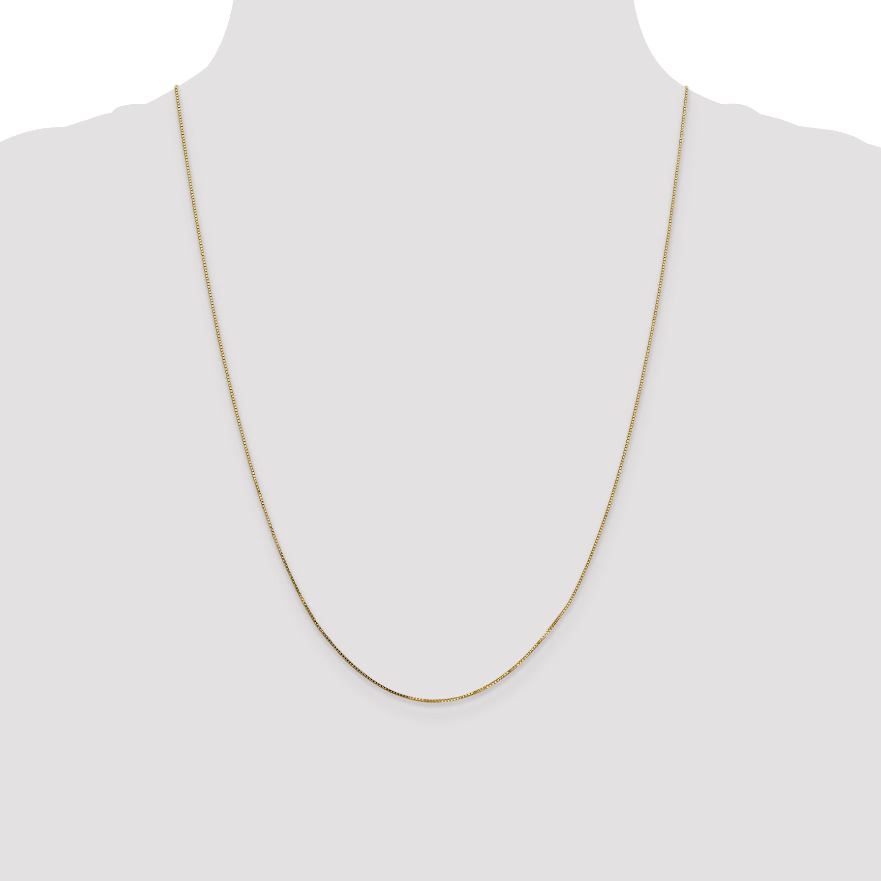 14K Yellow Gold Solid Box Chain Necklace 0.8mm